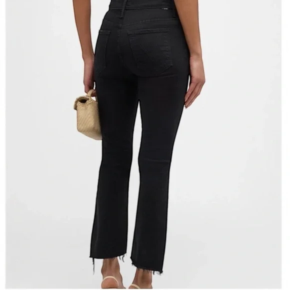 MOTHER Jeans The Insider Crop Step Fray Black Women's Size 28